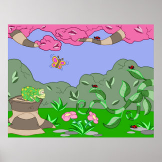 frog vs lady bugs poster