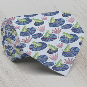 Frog Watercolor Blue Neck Tie