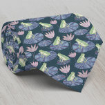 Frog Watercolor Dark Neck Tie<br><div class="desc">Lovely watercolor frogs sitting on water lily pads in a teal green pond. Perfect for nature, animal and amphibian lovers. Original art by Nic Squirrell.</div>