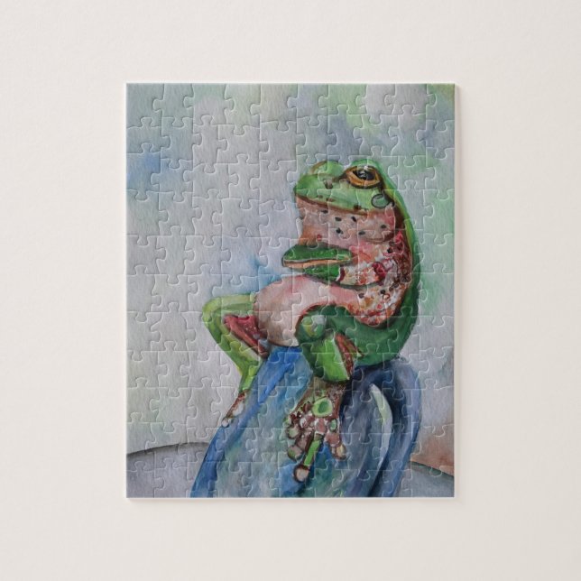 Frog Watercolor Drawing  Puzzle (Vertical)