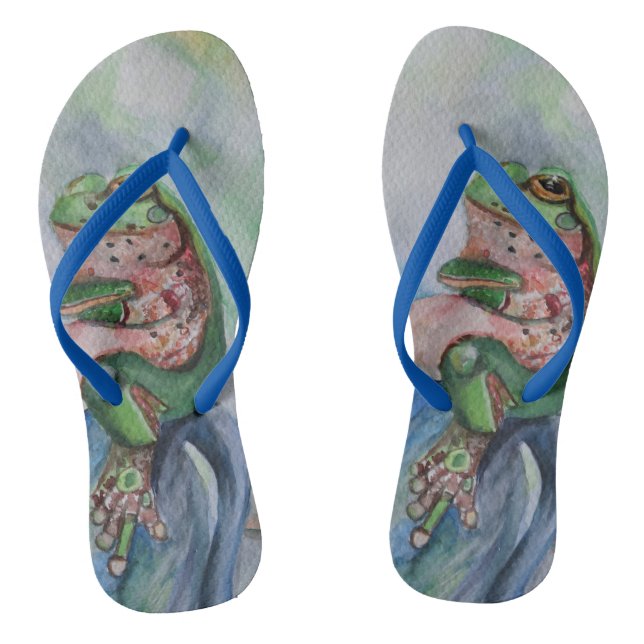 Frog Watercolor Flip Flops (Footbed)