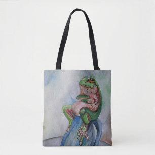 Frog Watercolor Painting Tote Bag