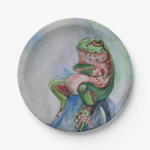 Frog Watercolor Paper Plates 7''