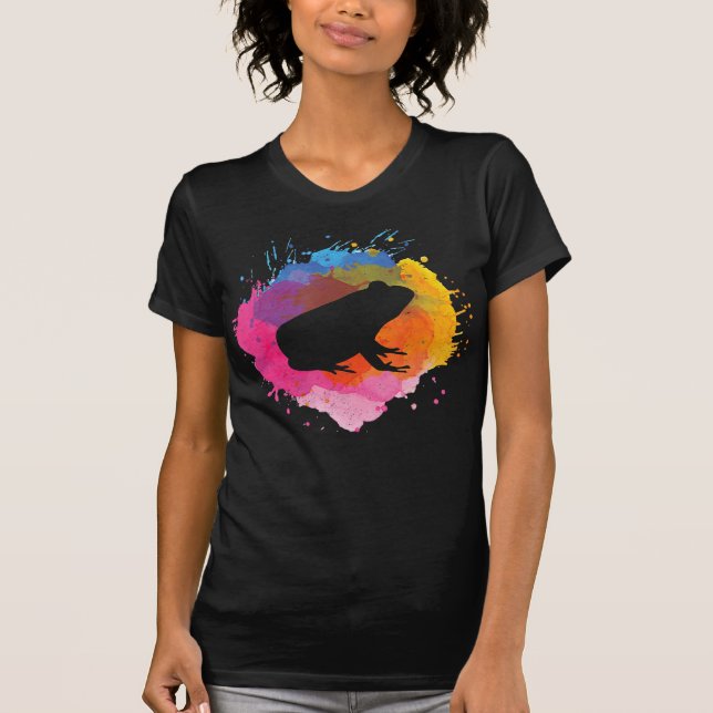 Frog Watercolor Splash | Frog For Birthday  T-Shirt (Front)