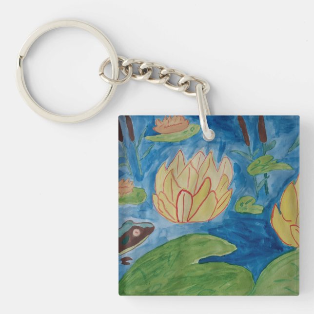 Frog & Waterlilies Key Ring (Front)