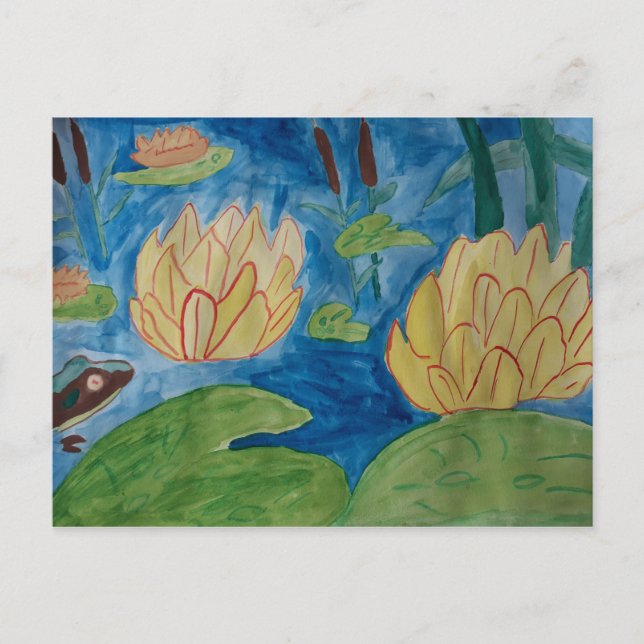 Frog & Waterlilies Postcode Postcard (Front)