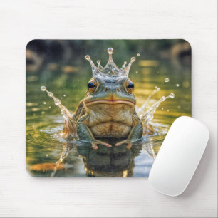 Frog Wearing a Water Splash Crown Mouse Pad