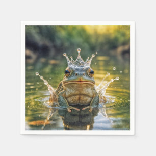 Frog Wearing a Water Splash Crown Napkins