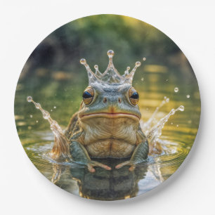 Frog Wearing a Water Splash Crown Paper Plates