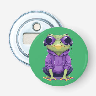 Frog Wearing Hoodie Funny Cool Animal Character Bottle Opener