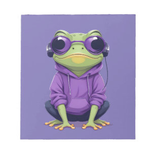 Frog Wearing Hoodie Funny Cool Animal Character Notepad