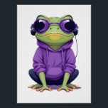 Frog Wearing Hoodie Funny Cool Animal Character  Poster<br><div class="desc">Frog Wearing Hoodie Funny Cool Animal Character Illustration Vector Graphic. An adorable funny illustration artwork featuring our animals friends.</div>