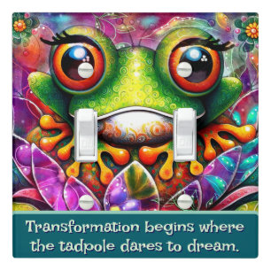Frog Whimsical Abstract Art Floral Personalized Light Switch Cover