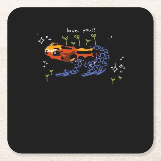 Frog Who Loves You Simple Classic Style Square Paper Coaster (Front)