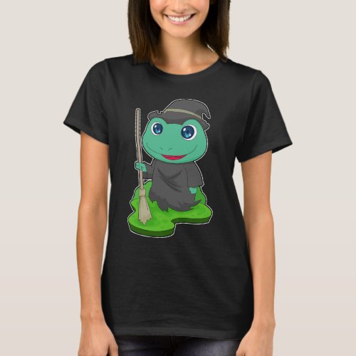 Frog Witch Broom T_Shirt