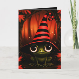 Frog Witch Halloween Costume Illustration Card