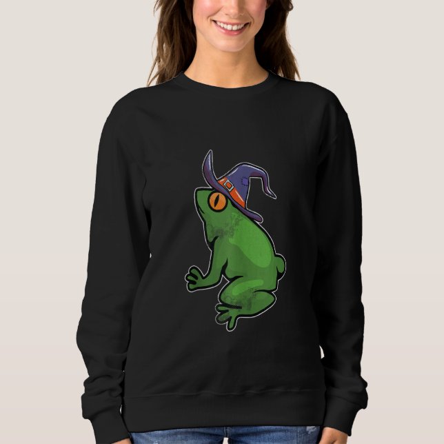 Frog Witch Lazy Halloween Costume Funny Wizard Sweatshirt (Front)