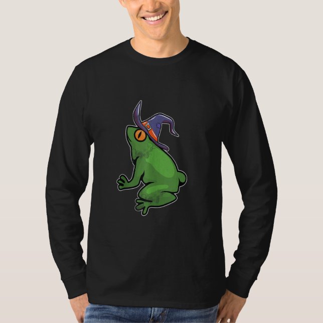 Frog Witch Lazy Halloween Costume Funny Wizard T-Shirt (Front)