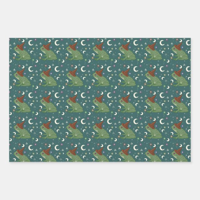 Frog witch Wrapping Paper Sheets (Front)