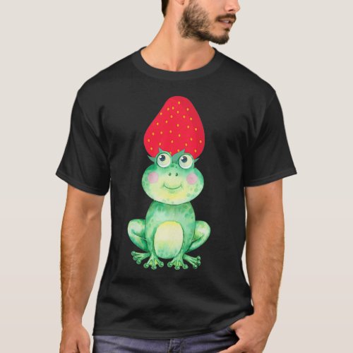 Frog with a strawberry hat 13 T_Shirt