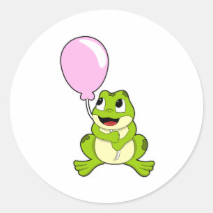 Frog with Balloon Classic Round Sticker