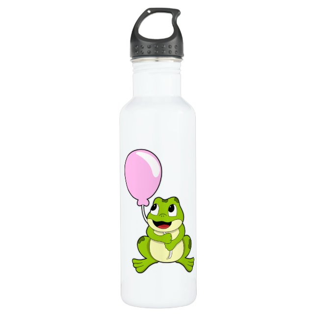 Frog with Balloon Stainless Steel Water Bottle (Front)