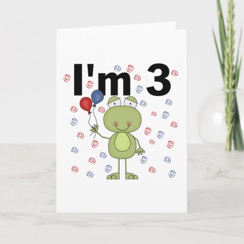 Frog With Balloons 3rd Birthday Card