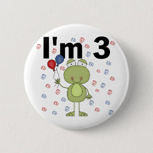 Frog With Balloons 3rd Birthday Pinback Button
