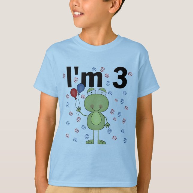 Frog With Balloons 3rd Birthday T-Shirt (Front)