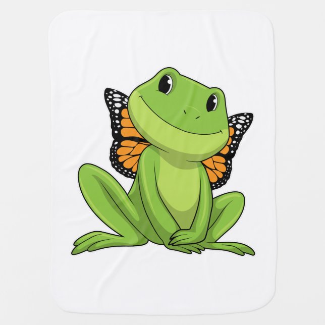 Frog with Butterfly Baby Blanket (Front)