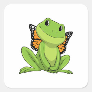 Frog with Butterfly Square Sticker