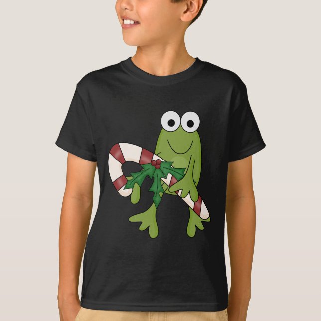 Frog With Candy Canes Tshirts and Gifts (Front)