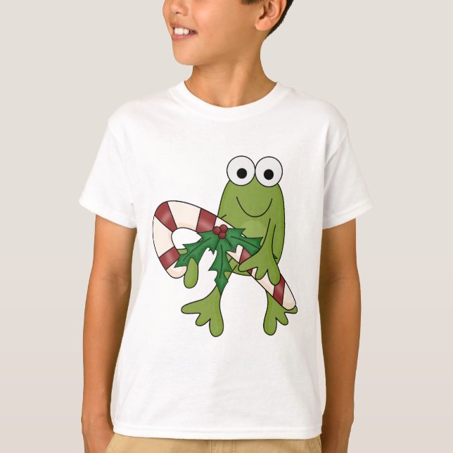 Frog With Candy Canes Tshirts and Gifts (Front)