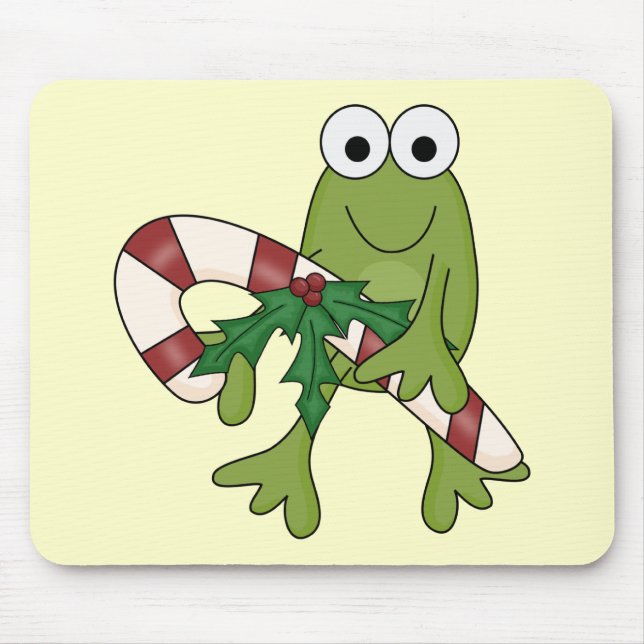 Frog With Candy Canes Tshirts and Gifts Mouse Pad (Front)