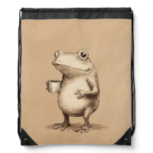 Frog with Coffee – Whimsical Vintage Animal