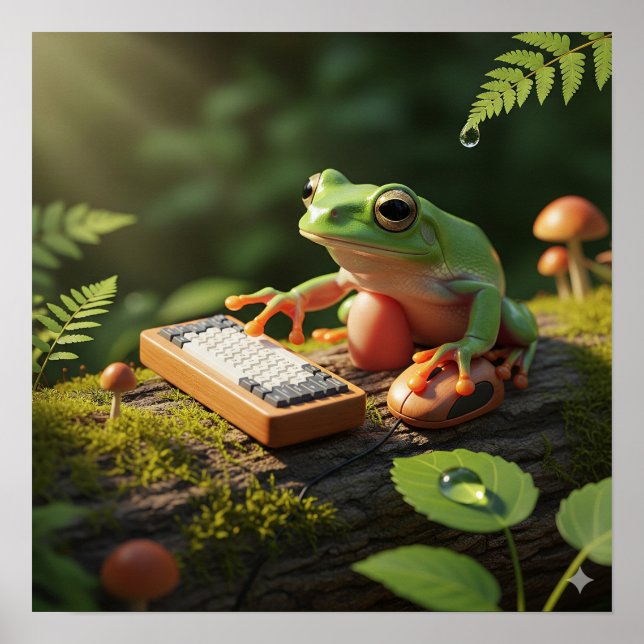 Frog with Computer Input Poster (Front)