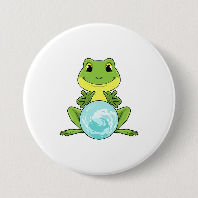 Frog with Crystal ball Button (Front)