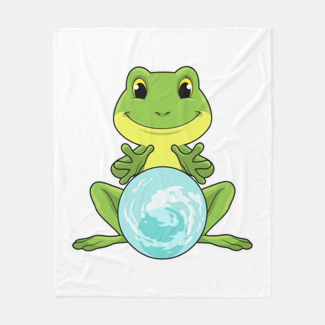 Frog with Crystal ball Fleece Blanket (Front)
