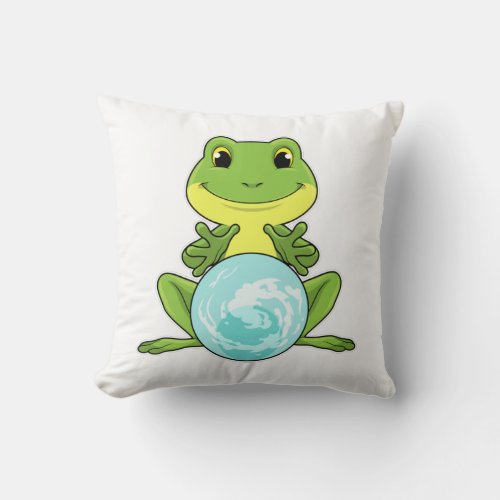 Frog with Crystal ball Throw Pillow