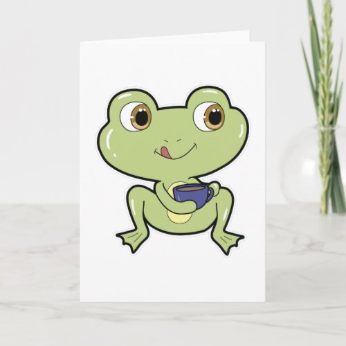 Frog with Cup of Coffee Card