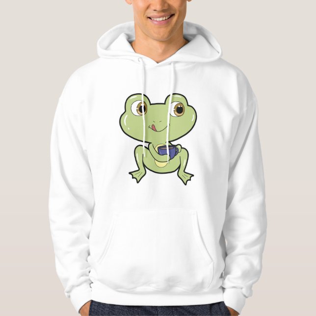 Frog with Cup of Coffee Hoodie (Front)