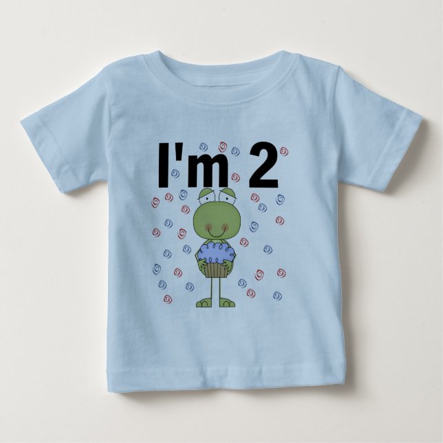 Frog With Cupcake 2nd Birthday Tshirts (Front)