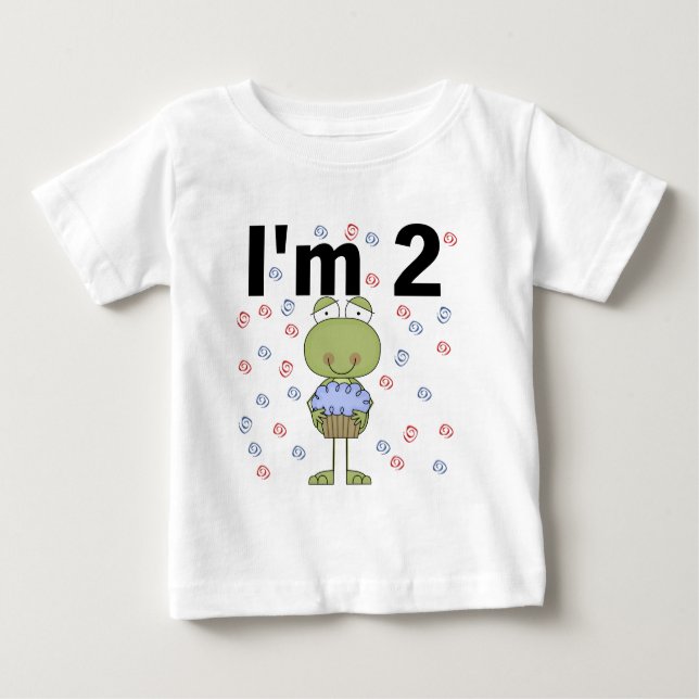 Frog With Cupcake 2nd Birthday Tshirts (Front)