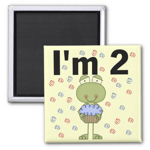 Frog With Cupcake 2nd Birthday Tshirts Magnet