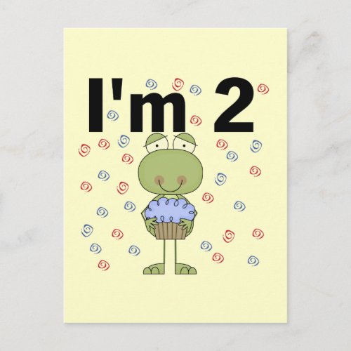 Frog With Cupcake 2nd Birthday Tshirts Postcard