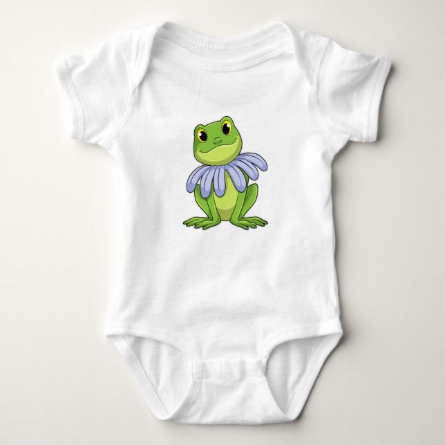 Frog with Daisy Baby Bodysuit (Front)