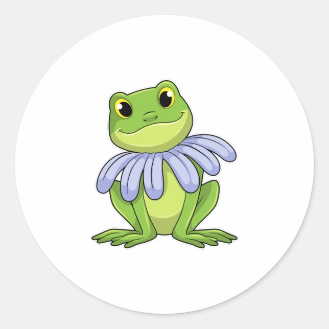 Frog with Daisy Classic Round Sticker (Front)