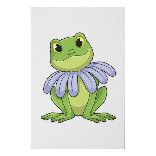 Frog with Daisy Faux Canvas Print