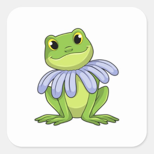 Frog with Daisy Square Sticker