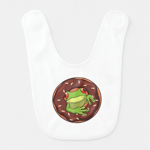 Frog with Donut Baby Bib